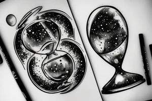 An hourglass full of a galaxy tattoo idea
