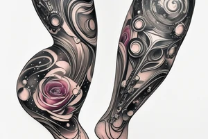 An hourglass full of a galaxy  dripping down leg tattoo idea