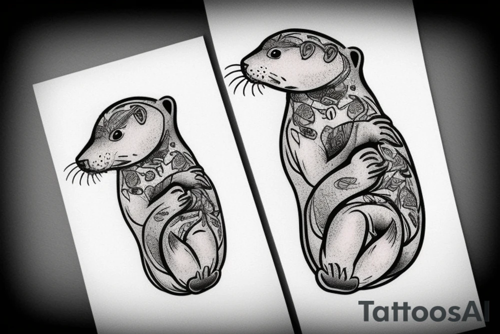 Otter holding a Nikon camera tattoo idea