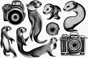 Otter holding a Nikon camera tattoo idea