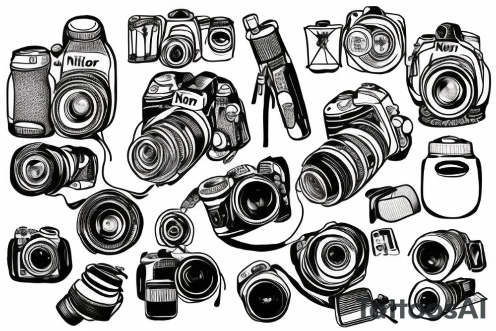 Otter holding a Nikon camera tattoo idea