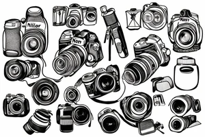 Otter holding a Nikon camera tattoo idea