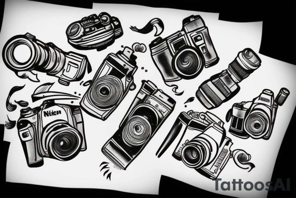 Otter holding a Nikon camera tattoo idea