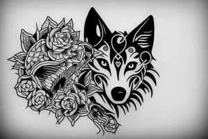 Wolf and raven aside each other tattoo idea