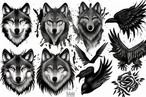 Wolf and raven tattoo idea