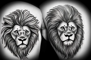 Scarred lion protecting his wife and two sons tattoo idea
