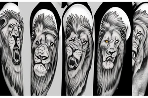 Walking lion protecting his wife and two sons on my arm tattoo idea