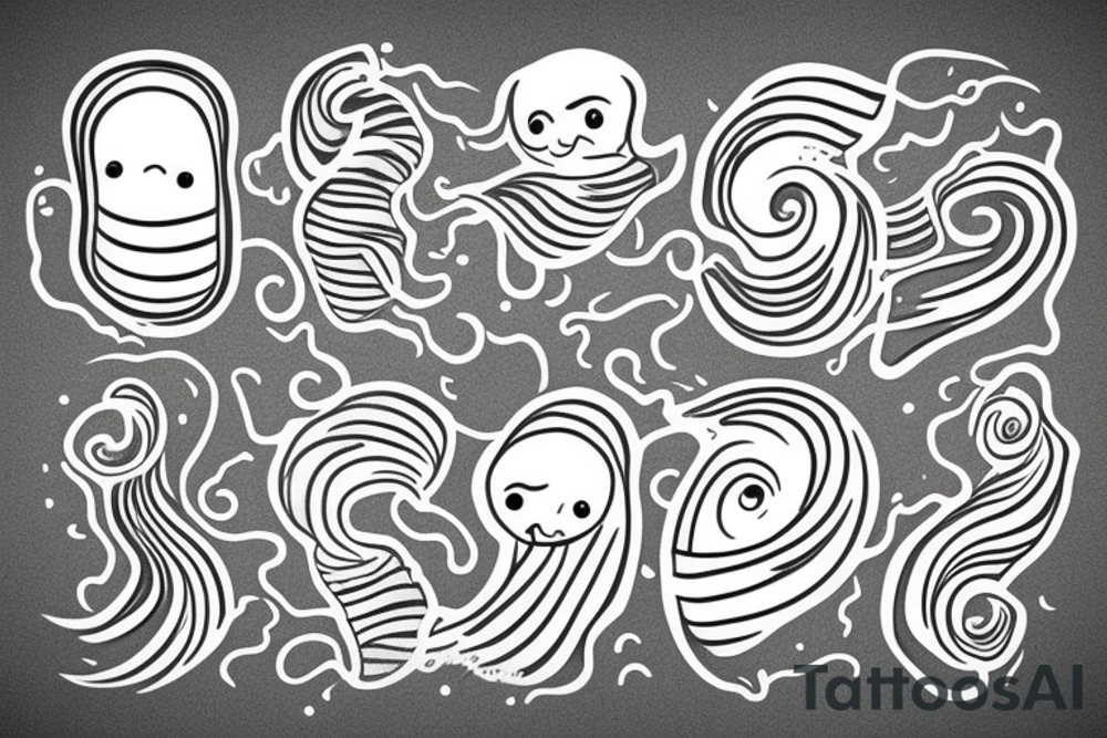 Smiling ocean waves tattoo idea