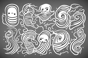 Smiling ocean waves tattoo idea