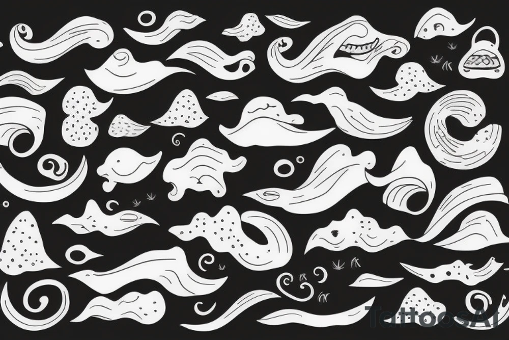 Smiling ocean waves tattoo idea