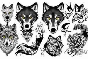 Wolf with AAAAE letters combined tattoo idea