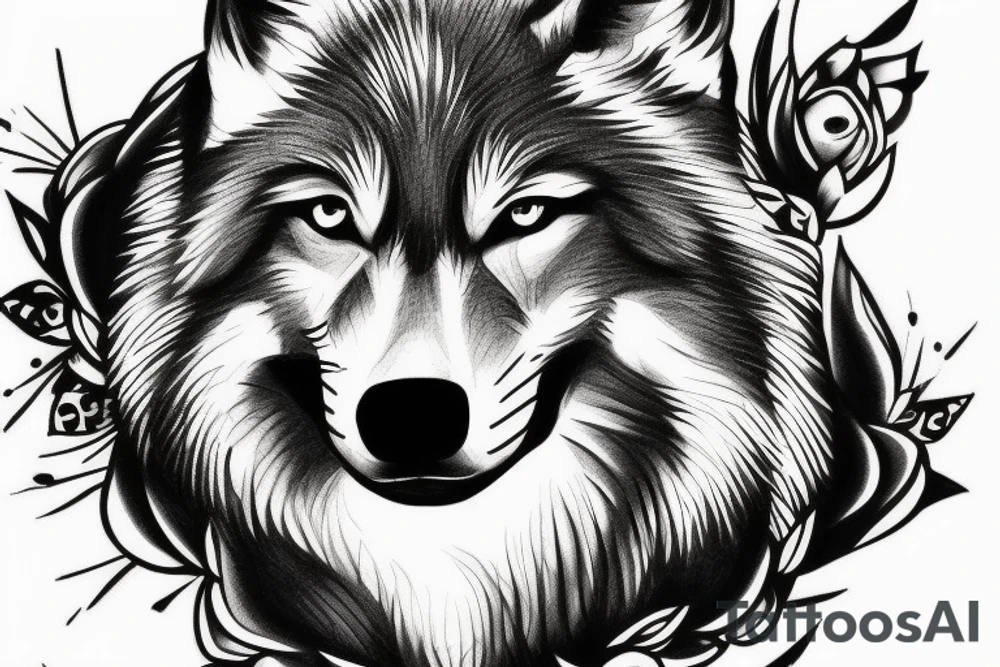 AAAAE letters inside wolf tattoo idea