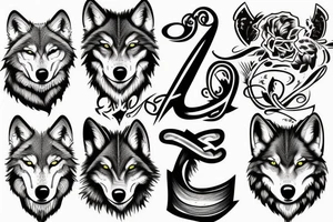 AAAAE letters inside wolf tattoo idea