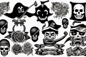pirate with daughter on a pirate boat tattoo idea