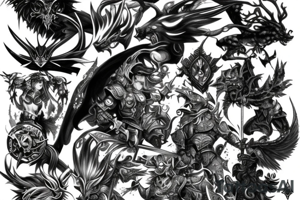 Fantasy battle from within tattoo idea