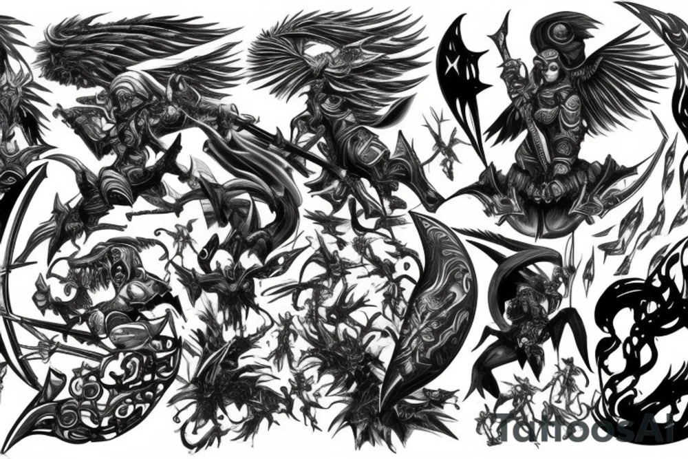 Fantasy battle from within tattoo idea