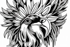 An eagle, white daisy, a baby angel tattoo idea
