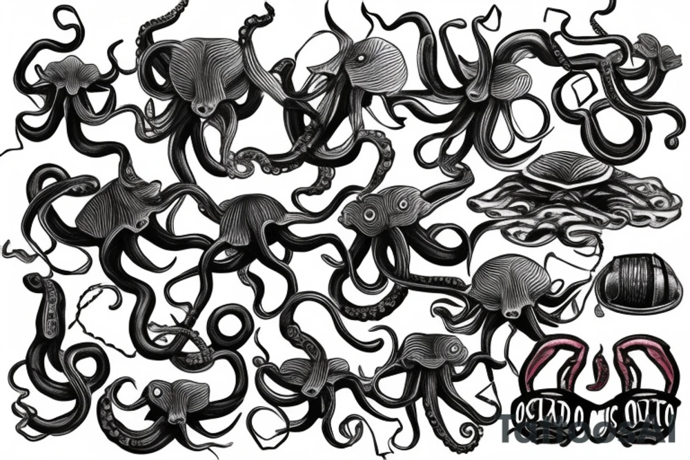 Octopus holding a grenade tattoo idea