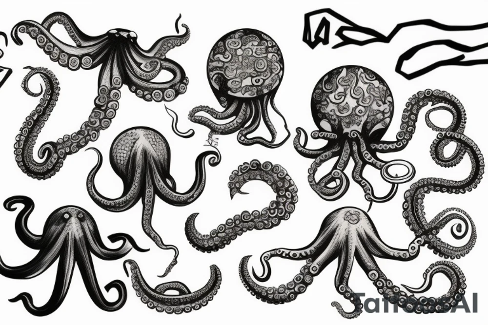 Octopus holding a grenade tattoo idea