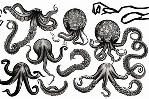 Octopus holding a grenade tattoo idea