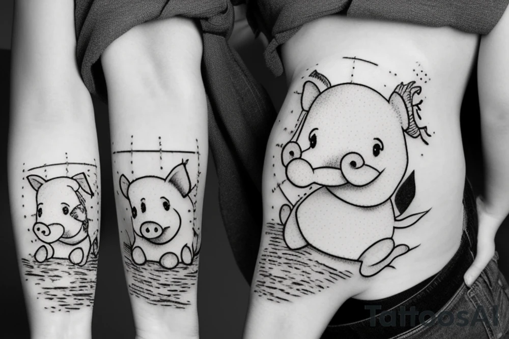 piglet in a field tattoo idea