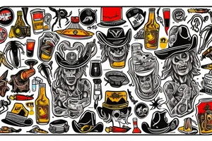 Alien dressed as cowboy drinking a beer tattoo idea