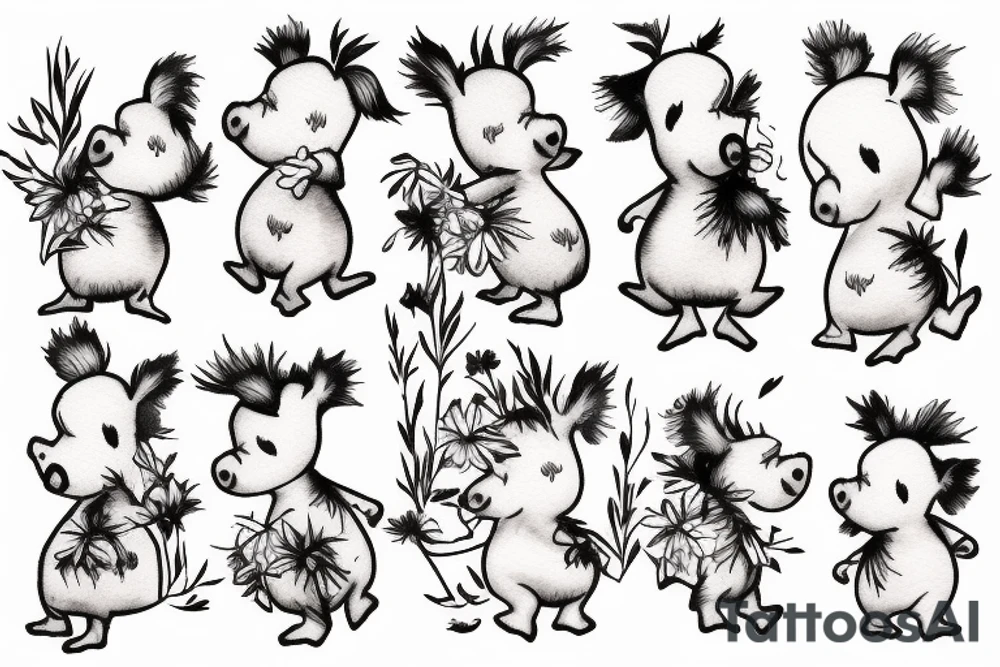 piglet in a field tattoo idea