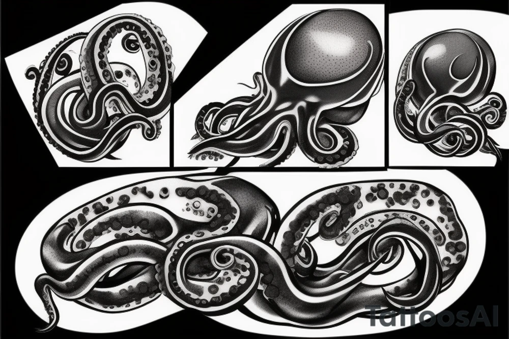 Black octopus 3D tattoo idea