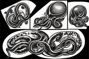 Black octopus 3D tattoo idea