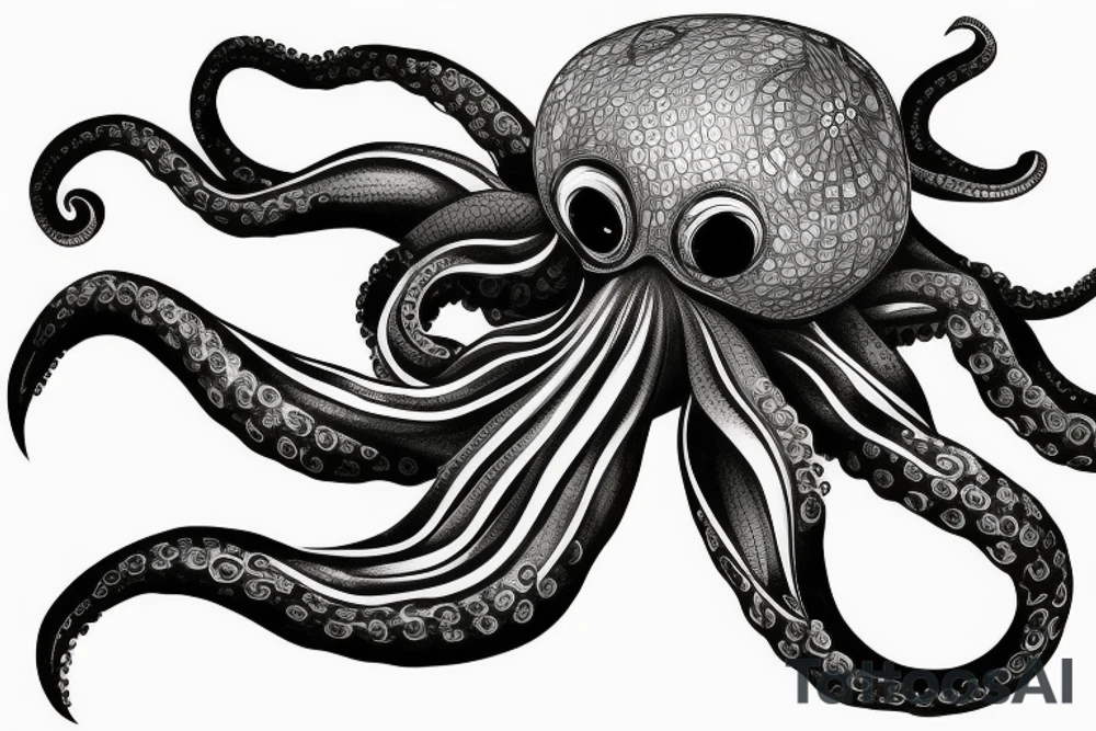 Black octopus 3D tattoo idea