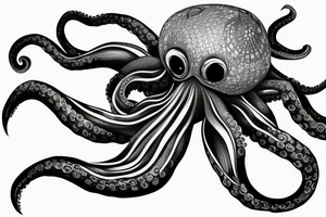 Black octopus 3D tattoo idea
