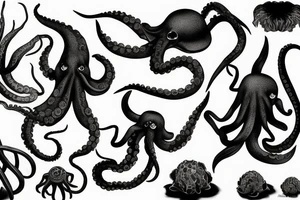 Black octopus 3D tattoo idea