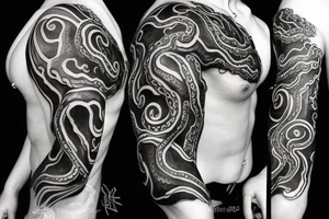 Black octopus 3D tattoo idea