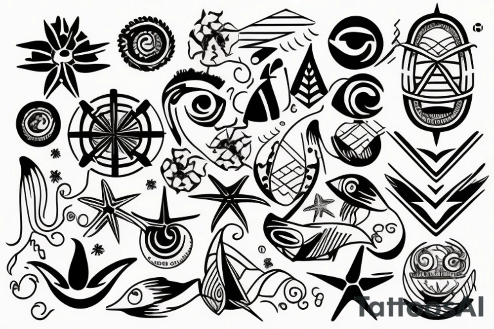 Costa Rican sunset, the sea and surf tattoo idea
