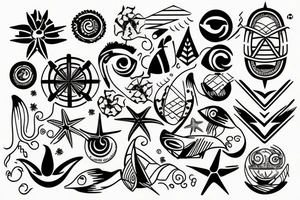 Costa Rican sunset, the sea and surf tattoo idea