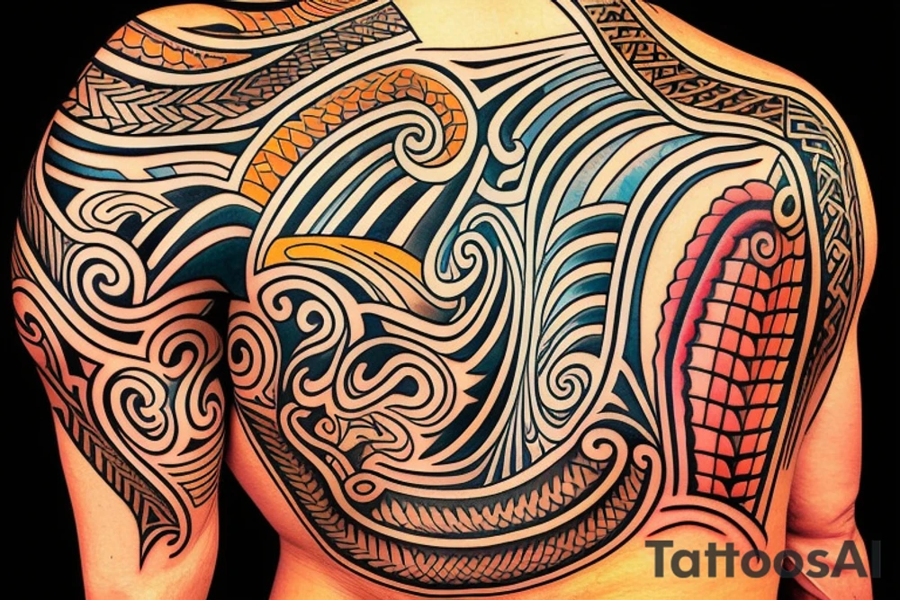 Costa Rican sunset, the sea and surf maori tattoo idea