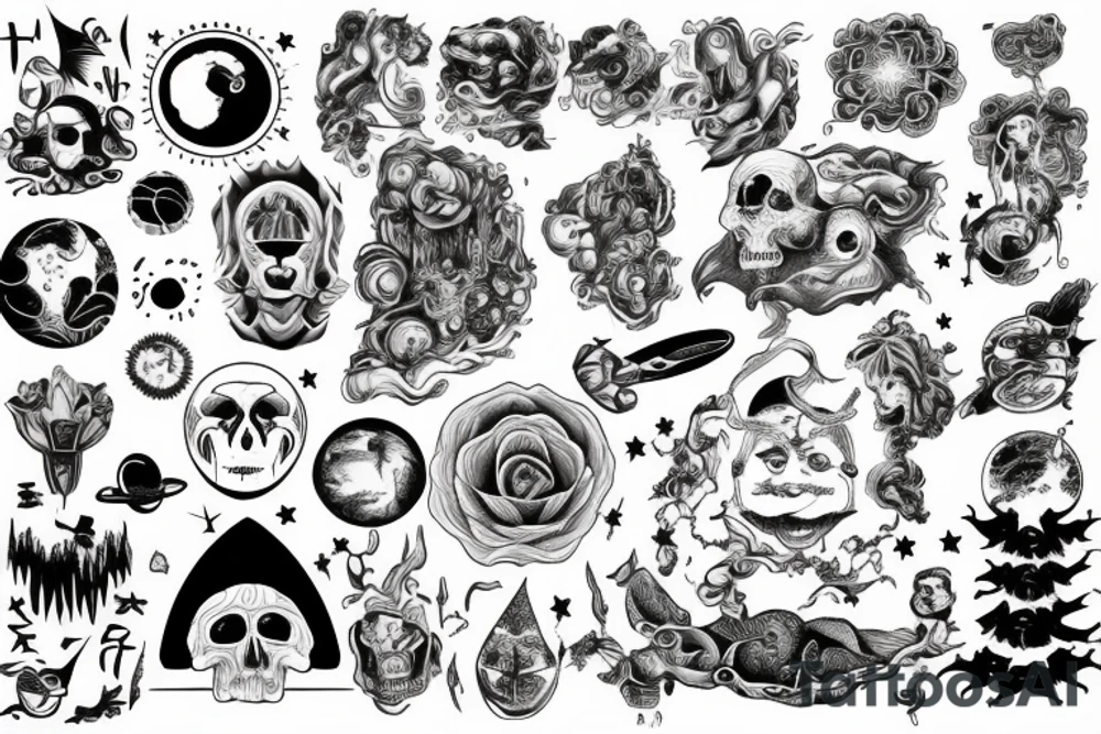 heaven to hell, with earth, space , world in-between tattoo idea
