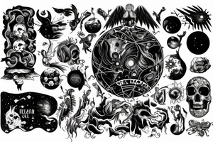 heaven to hell, with earth, space , world in-between tattoo idea