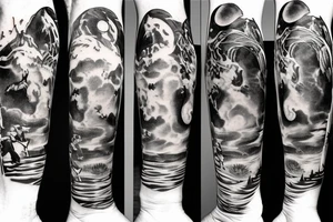 Starting at the knee. Heaven at the top, space next, earth, ground, hell last tattoo idea