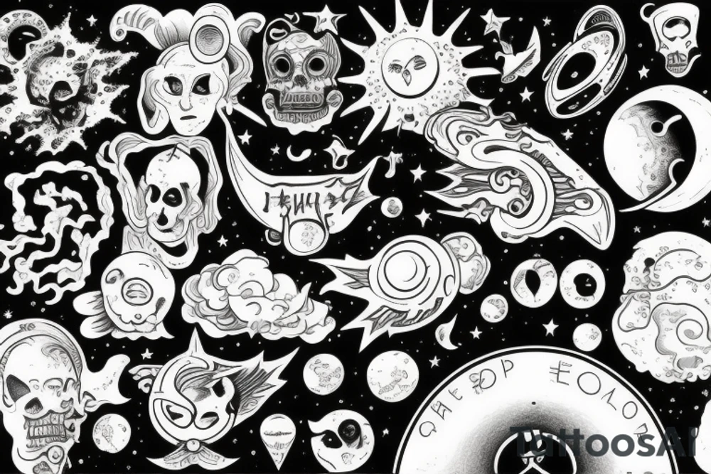 Heaven at the top, space, earth, hell tattoo idea