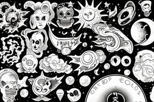 Heaven at the top, space, earth, hell tattoo idea