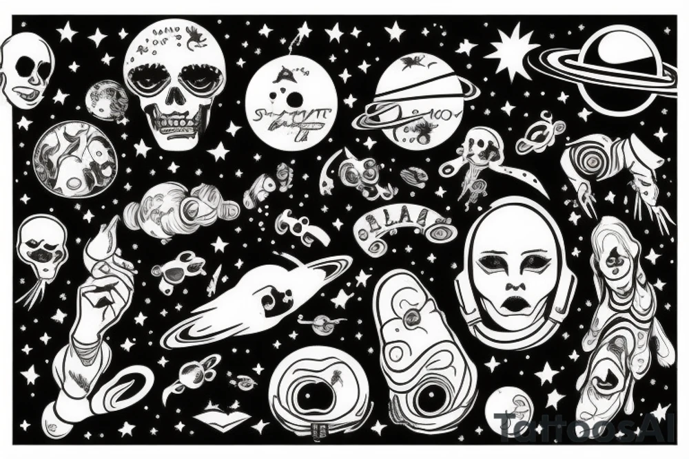 Heaven at the top, space, earth, hell tattoo idea