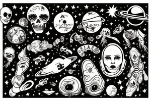 Heaven at the top, space, earth, hell tattoo idea