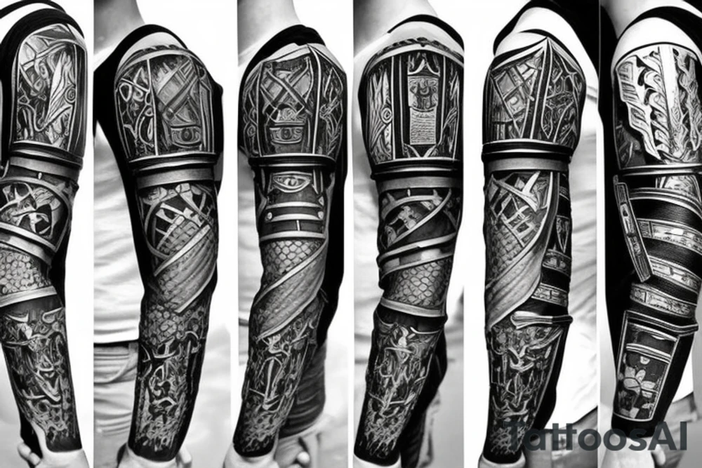 armored knight holding a sword tattoo idea