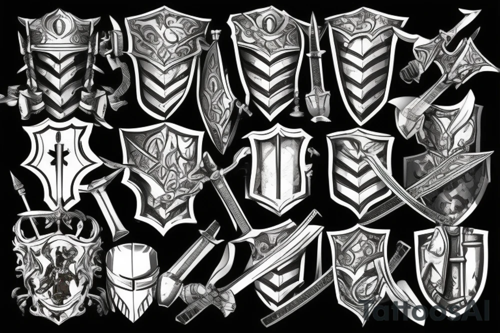 armored knight holding a sword tattoo idea