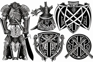 armored knight holding a sword tattoo idea