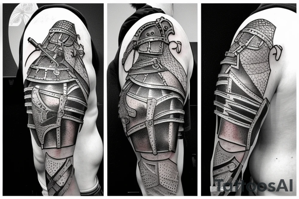 armored knight holding a sword tattoo idea
