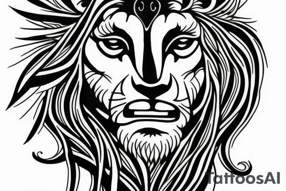 crucifix with lion tattoo idea