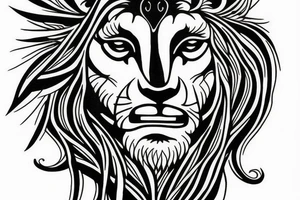 crucifix with lion tattoo idea