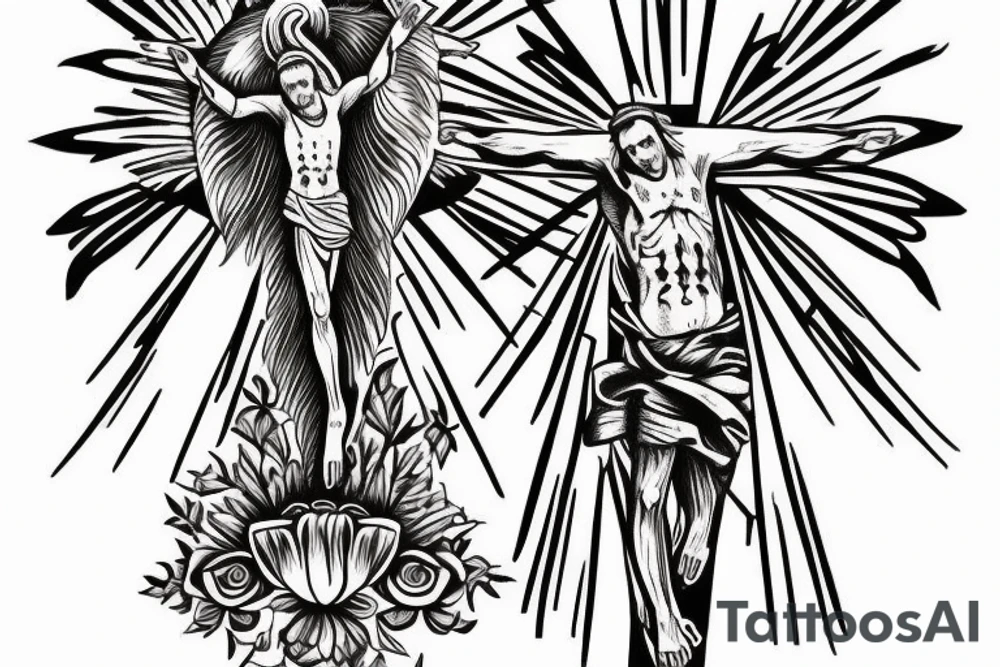 crucifix with lion tattoo idea